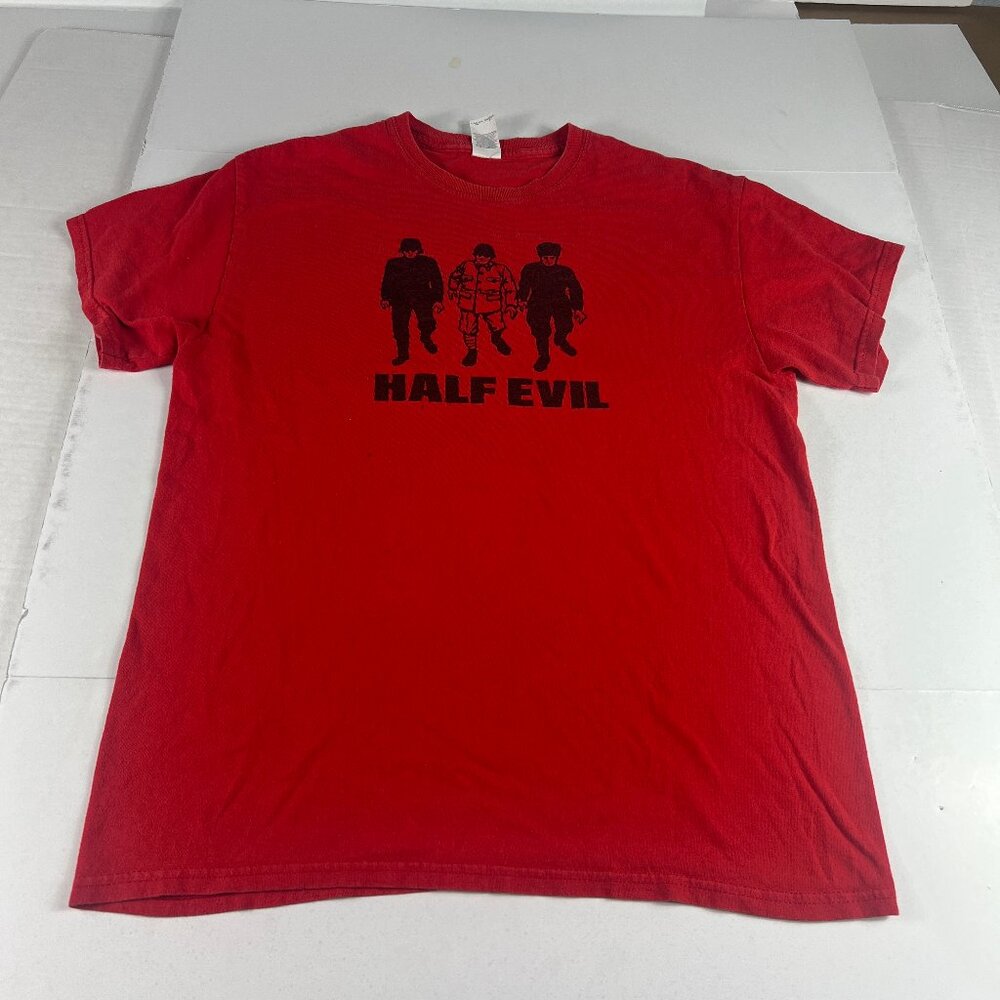 Half Evil 333 Shirt Adult Medium Red & Black Faded Soldier Short Sleeve Tee